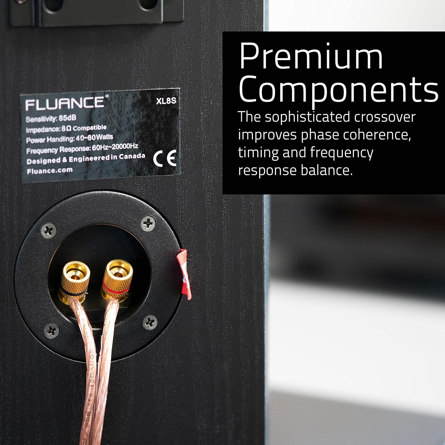 Fluance Reference High Performance 2-Way Bookshelf and Surround Sound Speakers for 2-Channel Stereo Listening or Home Theater System - Black Ash/Pair (XL8S)