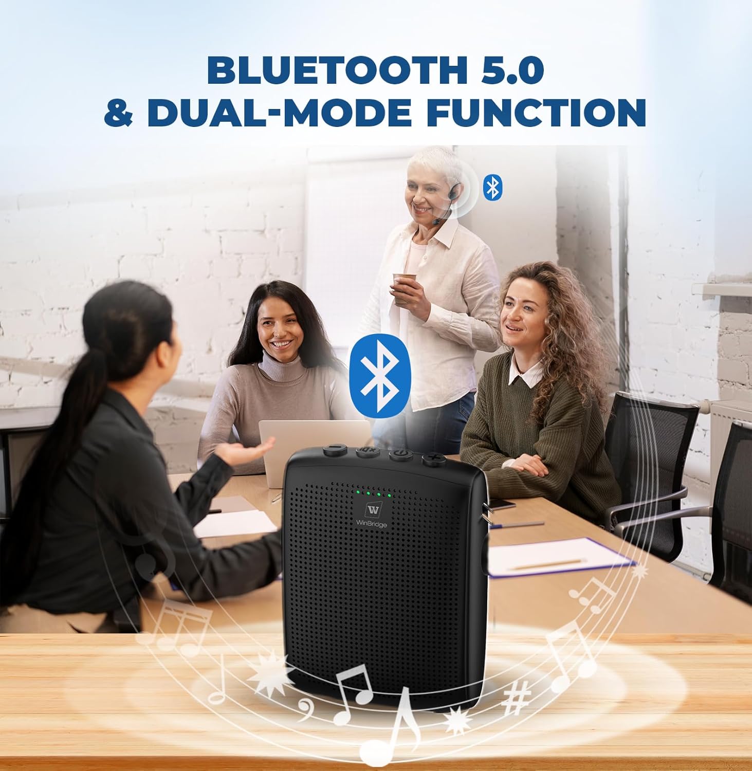 WinBridge Voice Amplifier Wireless Microphone Earhook, Porable Speaker and Mic for Teachers, Mini PA System with Crystal-Clear Original Sound, Fitness Ear-Secured Microphone for Public Speaking WB007