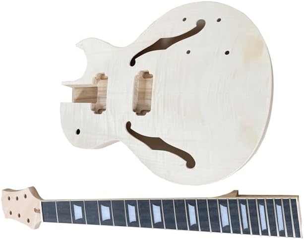DIY Single Cut Electric Guitar Kits with Mahogany Body and Neck - Rosewood Fingerboard LP Hollow Beginner Kit All Components Included Build Your Own Guitar
