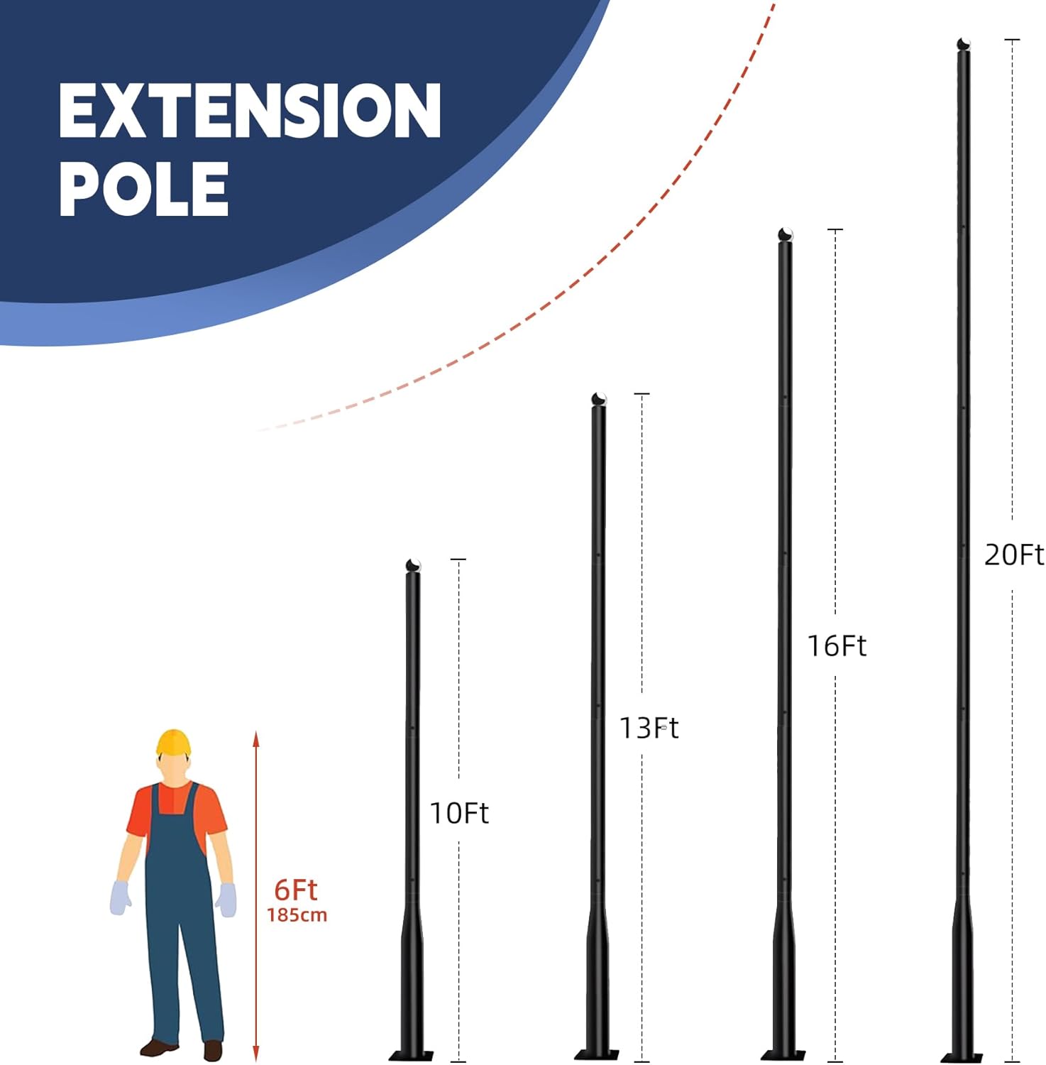 Street Light Pole 20Ft, Street Light Poles for Outdoor Lighting,Solar Pole Accessory for Street, Suitable for Basketball Courts, Parking Lots, Residential Areas, Park (20FT)