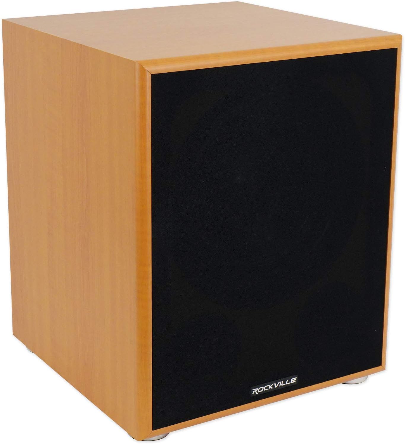 Rockville Rock Shaker 12 Wood 800W Peak/400W RMS Powered Home Theater Subwoofer 4 Ohm, Deep Bass, MDF Enclosure, RCA/High-Level Inputs, for Movies and Music