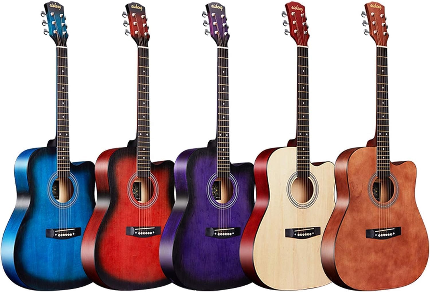 Guitar, Log, High-Precision Open-Style String Standard, Original Phosphor Bronze Strings, Suitable for Beginners (Size:38 inches,Color:Green)