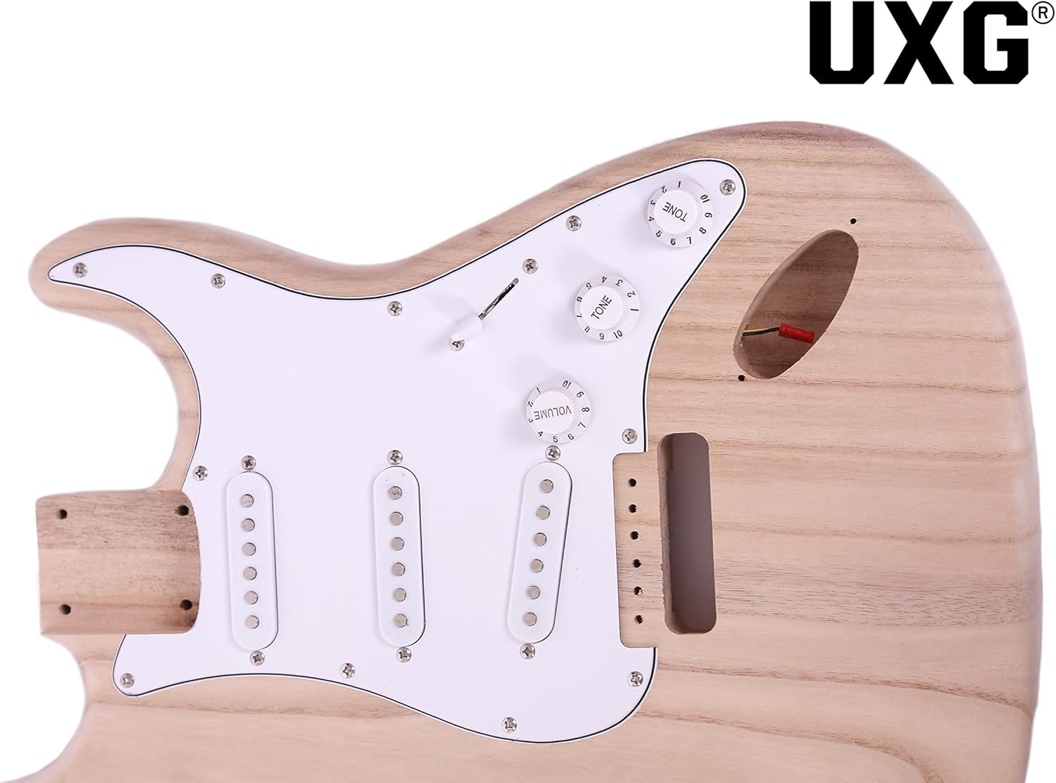 ST Style DIY Electric Guitar Kits,Paulownia Body,Maple Neck and Composite Ebony Fingerboard, S-S-S Pickup Configuration，Natural