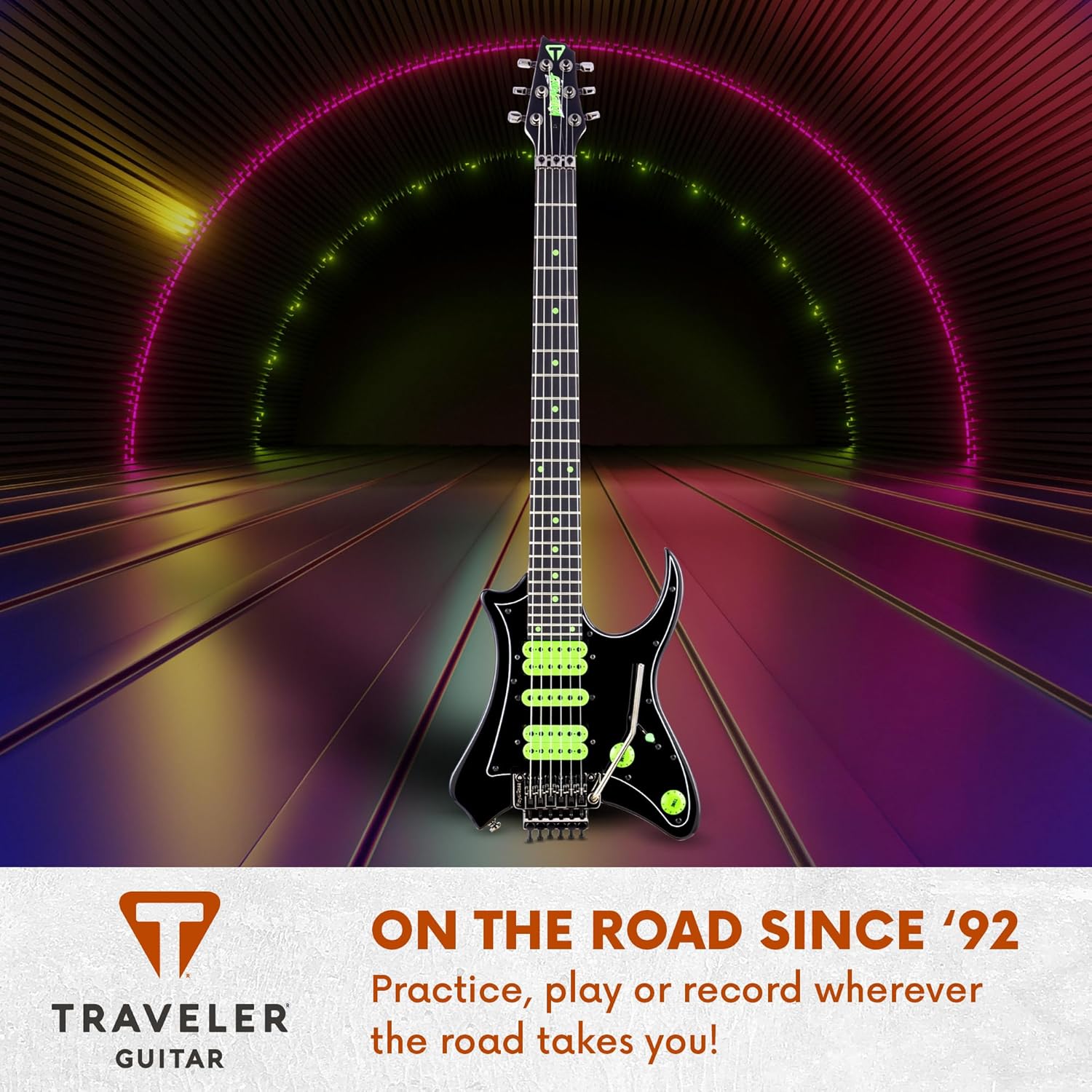 Traveler Guitar Electric Guitar 6 String Vaibrant Deluxe, Right, Cosmic Black, (V88X CBKGEB)