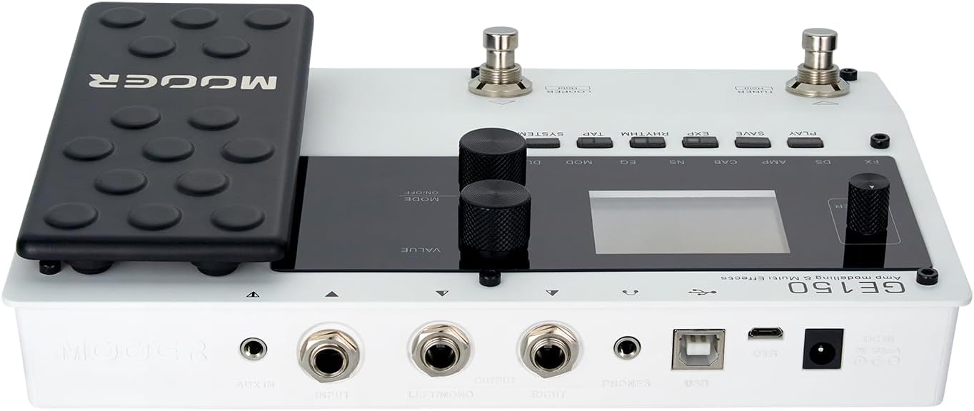MOOER GE150 White Guitar Multi Effects with Metal Shell Desktop Jamming Tool Floor Guitar Processor for Practice, Live Show, Studio Recording
