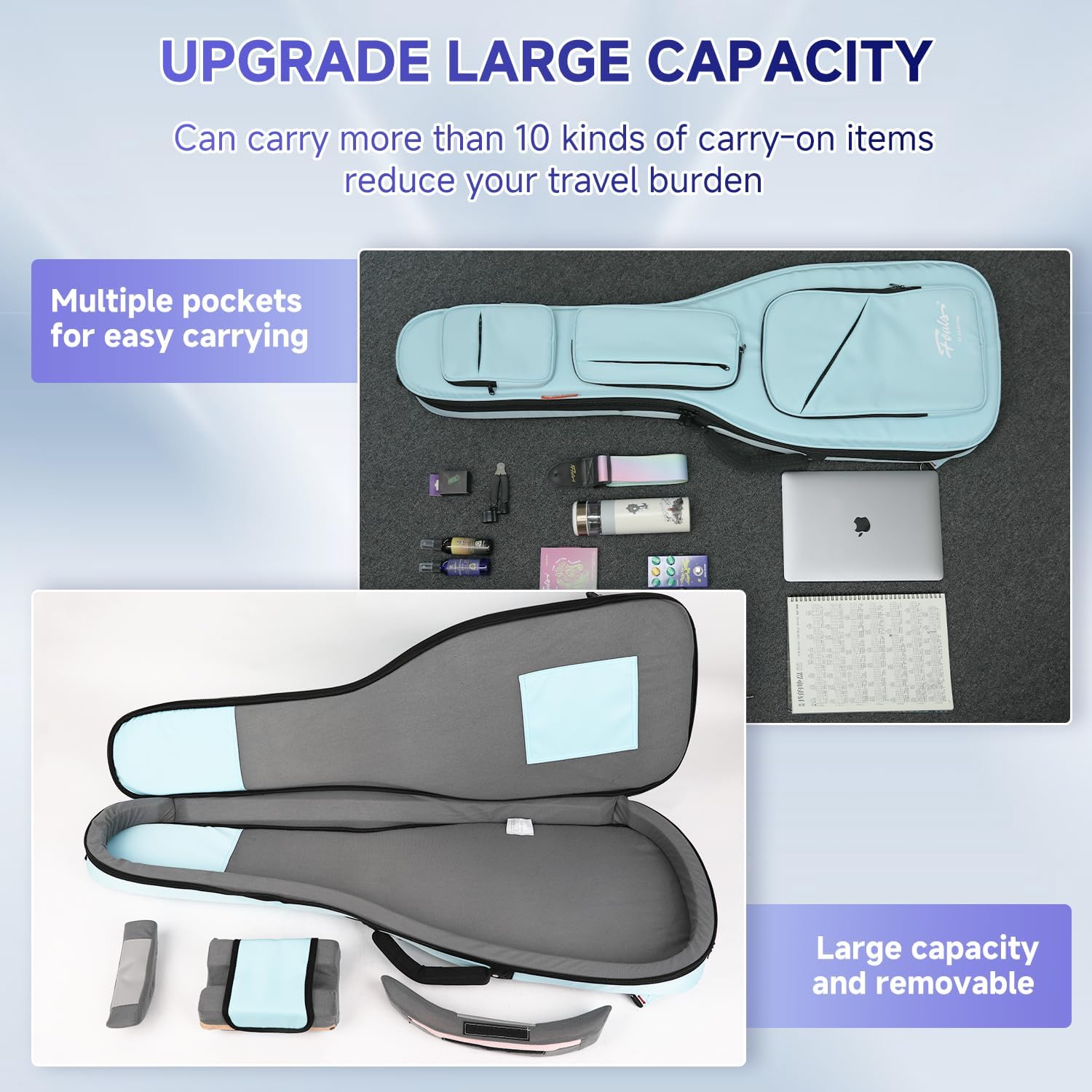 GHOSTFIRE FOALS Phantom Series Electric Guitar Case Colorful Guitar Gig Bag Super thick with Storage Space (Pink, Electric Guitar)