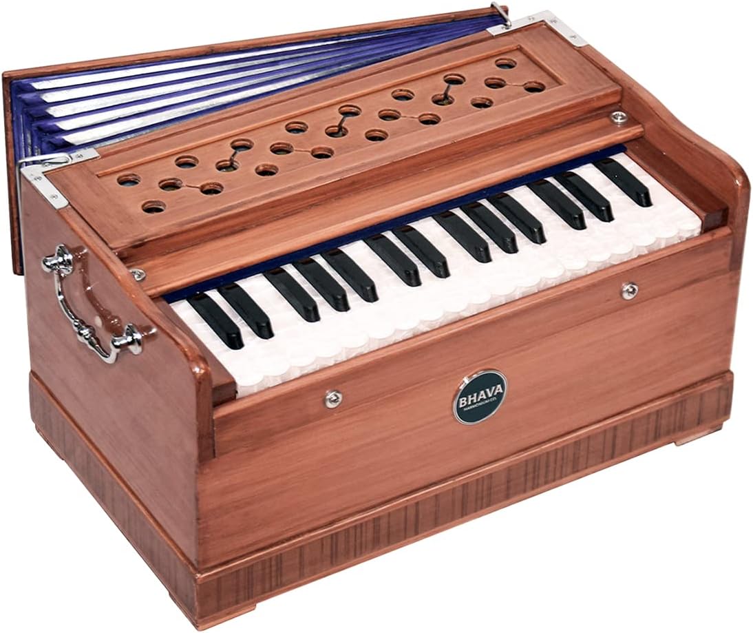 Bhava Lite “Travel” Harmonium | Small, Lightweight | Ethically Sourced, Professionally Tuned & Shipped from US, Handmade in India | Standard Edition Natural
