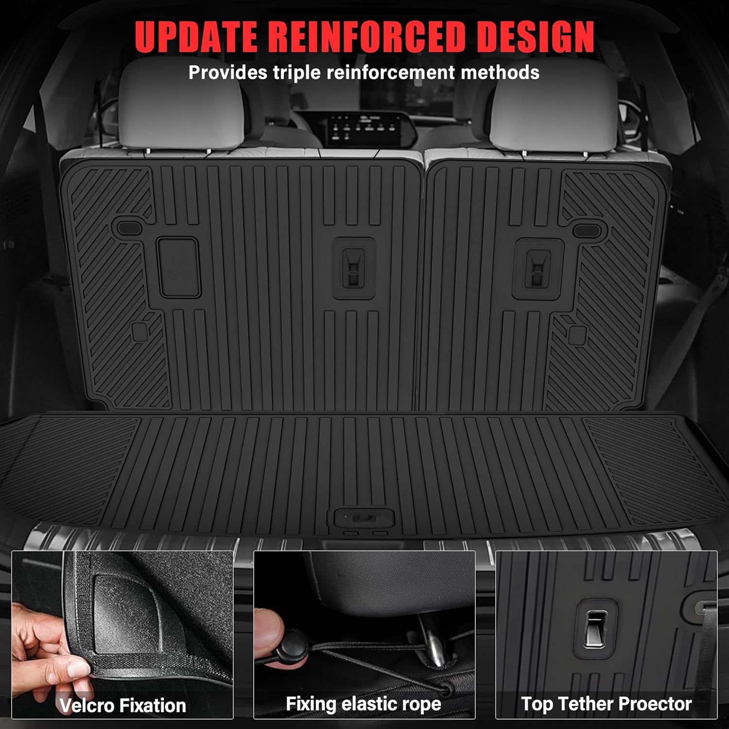 Floor Mats &Trunk Mat for 2024 2025 2026 Chevy/Chevrolet Traverse 7 Seats with 2nd & 3rd Row Backrest Mat All Weather TPE Rubber Cargo Liner Door Sill Guards for Chevy Traverse 2026 Accessories