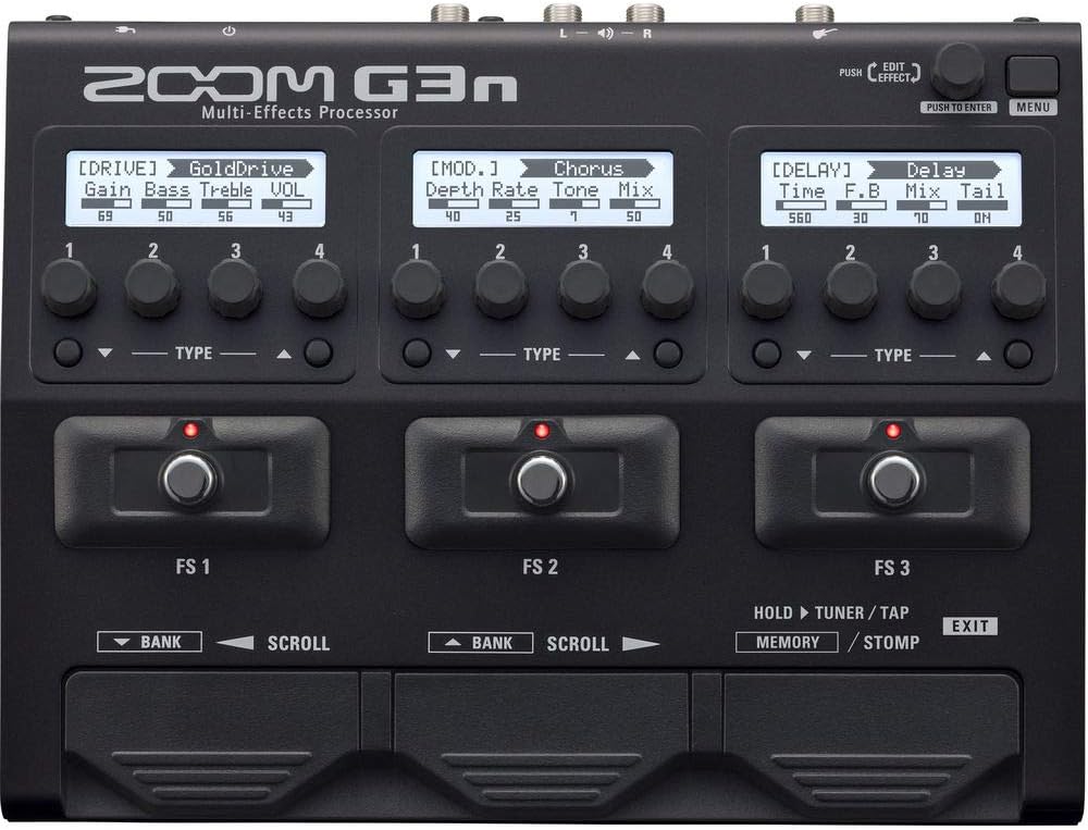 Zoom G3n Multi-Effects Processor for Electric Guitar with Polsen HPC-A30 Monitor Headphones & 10ft Instrument Cable Bundle
