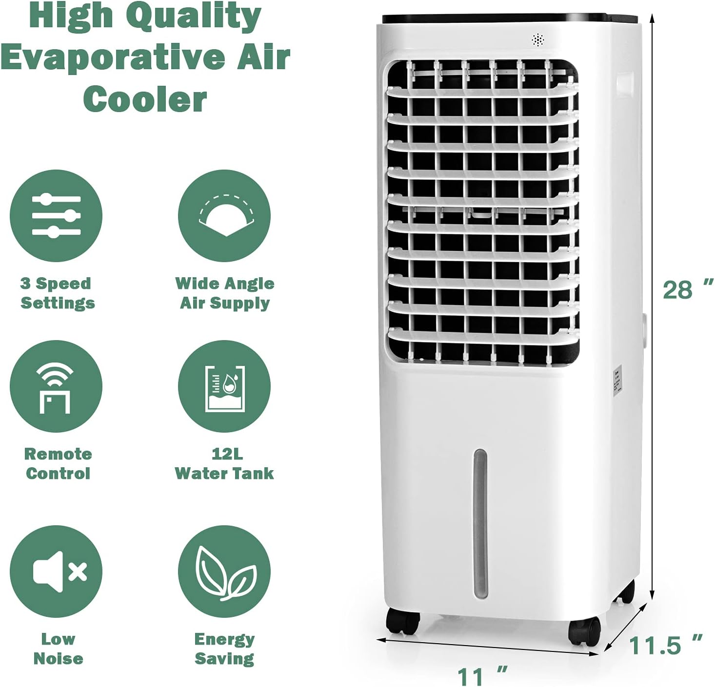 COSTWAY Evaporative Air Cooler, 4-In-1 Bladeless Swamp Cooler with Remote Control, 4 Modes, 3 Speeds, 7.5H Timer, 4 Ice Packs, Portable Air Cooling Fan for Indoor Use, Bedroom, Home, Office