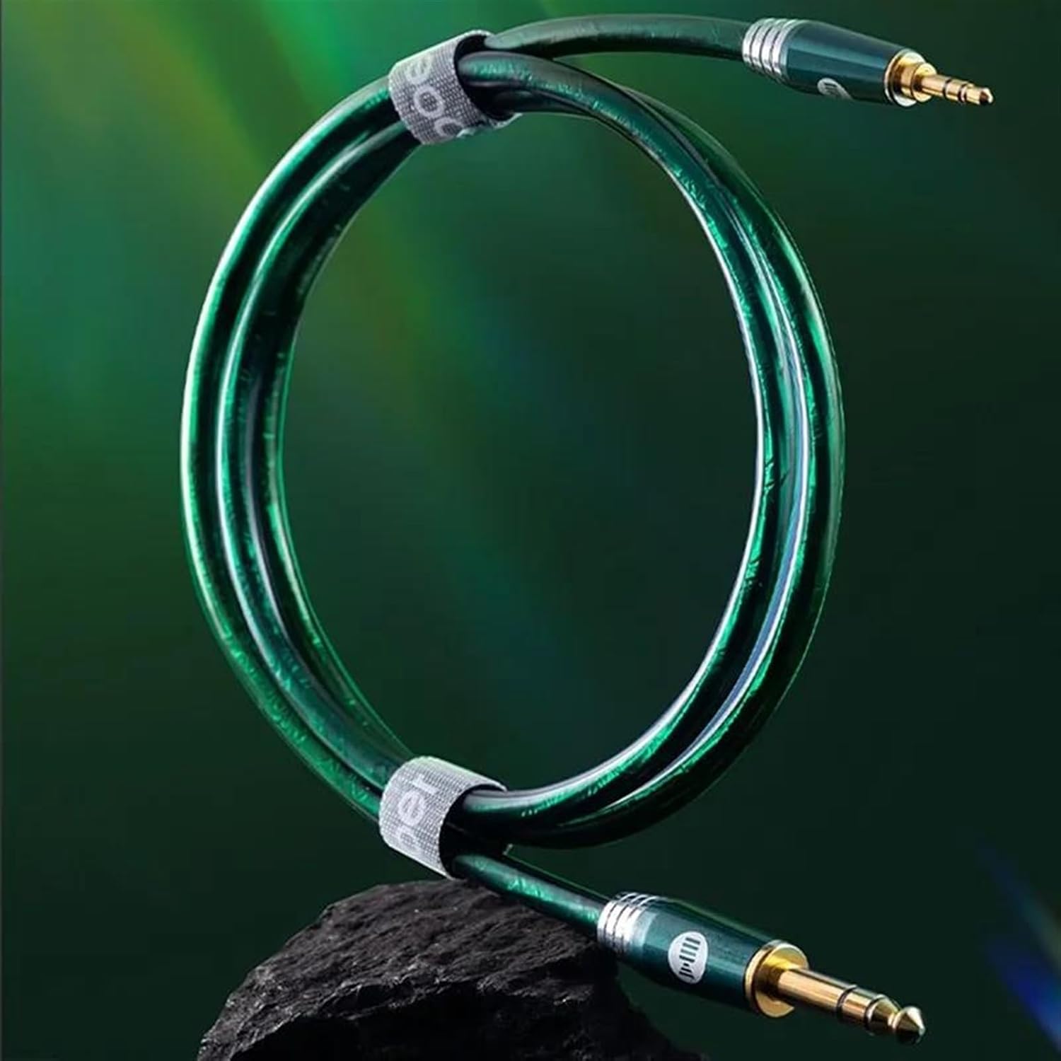 Guitar Audio Cable Professional Silver Plated TRS 3.5 to 6.5 Cable for Phone Computer Amplifier Guitar and Other Instrument to Speaker(TS,0.5m)