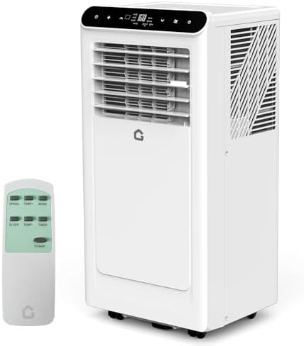 Portable Air Conditioners 8000 BTU, Quiet 3 in-1 Portable AC Unit with Remote Control, Dehumidifier and Timer, Energy Efficient Air Conditioner for Home and Office Spaces, White & Black