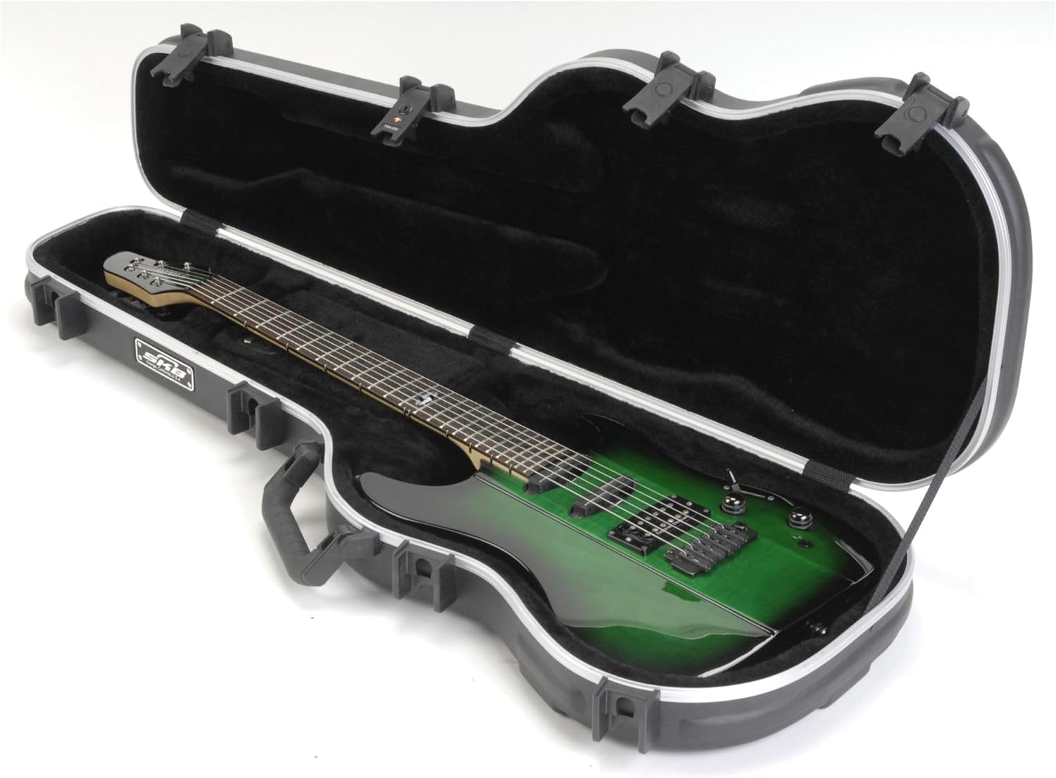 SKB Cases Standard Electric Guitar Shaped Case with TSA Recognized Locking Latch, Molded-In Bumper Protection and Fully Plush Lined Interior