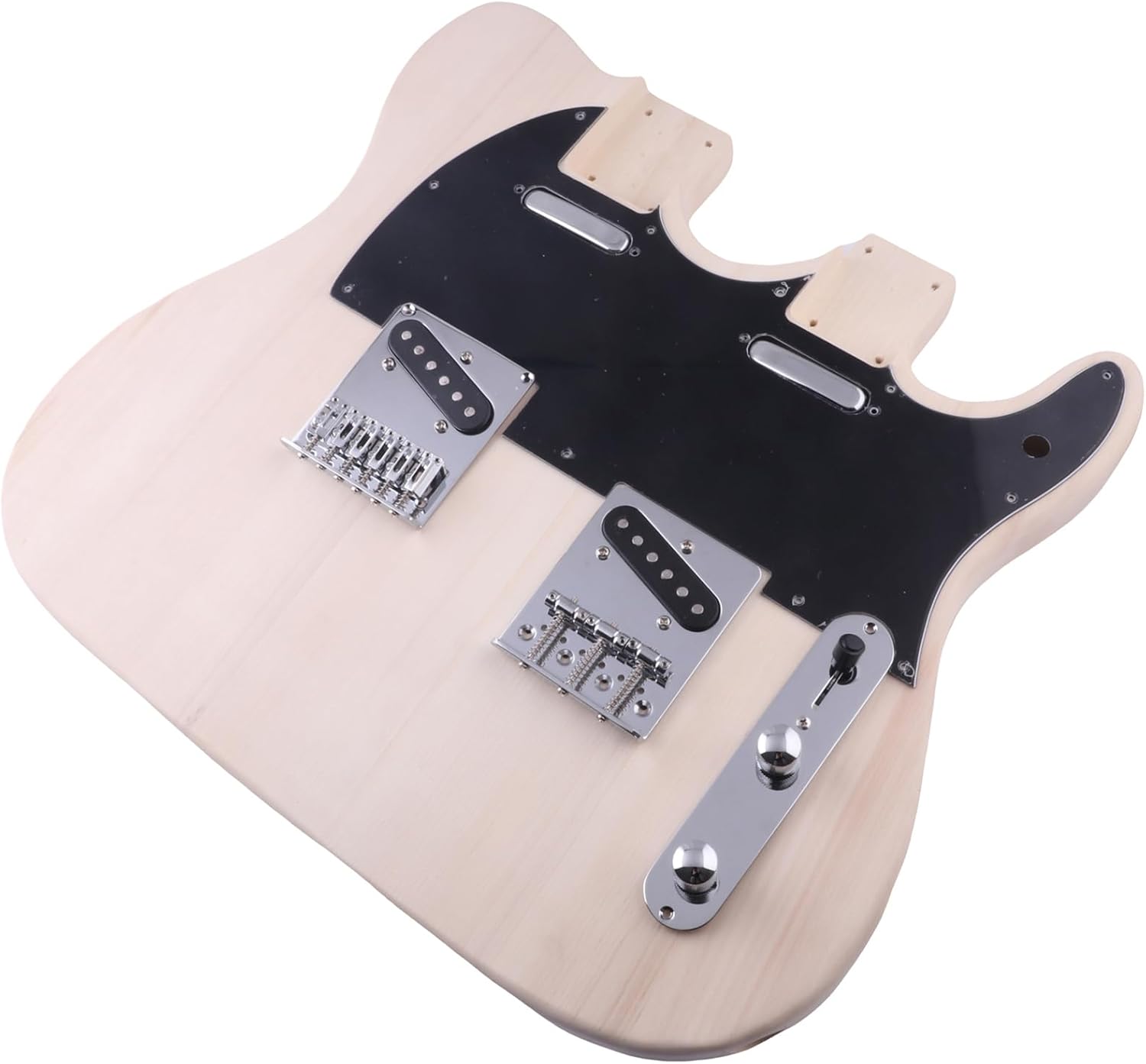 DIY Electric Guitar Kit Double Neck Guitar Kits Tele Style for Right Handed with Basswood Body Hard Maple Neck Maple Fretboard Chrome Hardware Build Your Own Guitar.