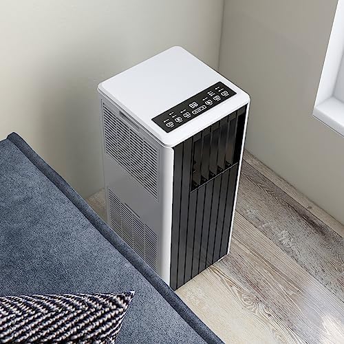 8,000 BTU Portable Air Conditioner for Rooms Up to 350 Sq.Ft - 3-In-1 Quiet Floor Standing AC Unit with Fan/Dehumidifier - Remote & LED Touch Control, Sleep Mode, 24H Timer, Black