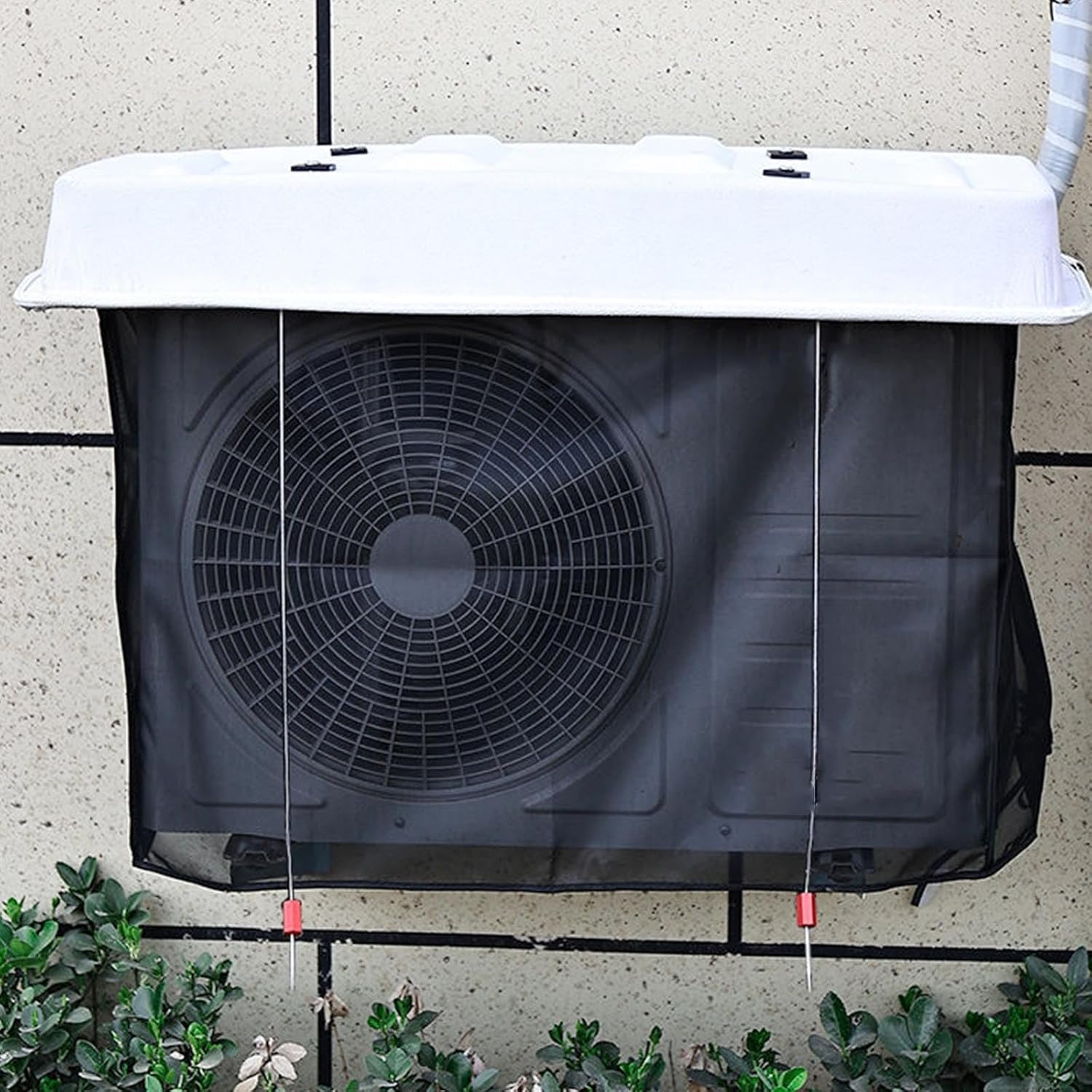 Window Air Conditioner Unit Cover, Air Conditioner Protection Cover Waterproof Defender Rain Snow Protection Sheet(Black net,43.3*20.5inch)