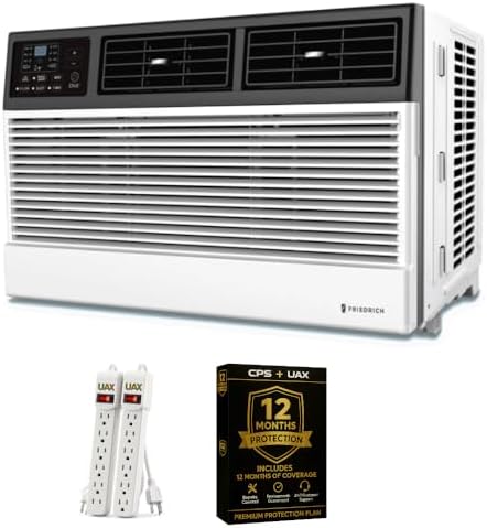 Friedrich 6,000 BTU Window Air Conditioner with Remote, Cools Rooms up to 250 Sq. Ft., Quiet, Energy Efficient, AC Unit for Bedroom or Living Room Bundle with AUX Power Strip & 1 Year CPS Protection