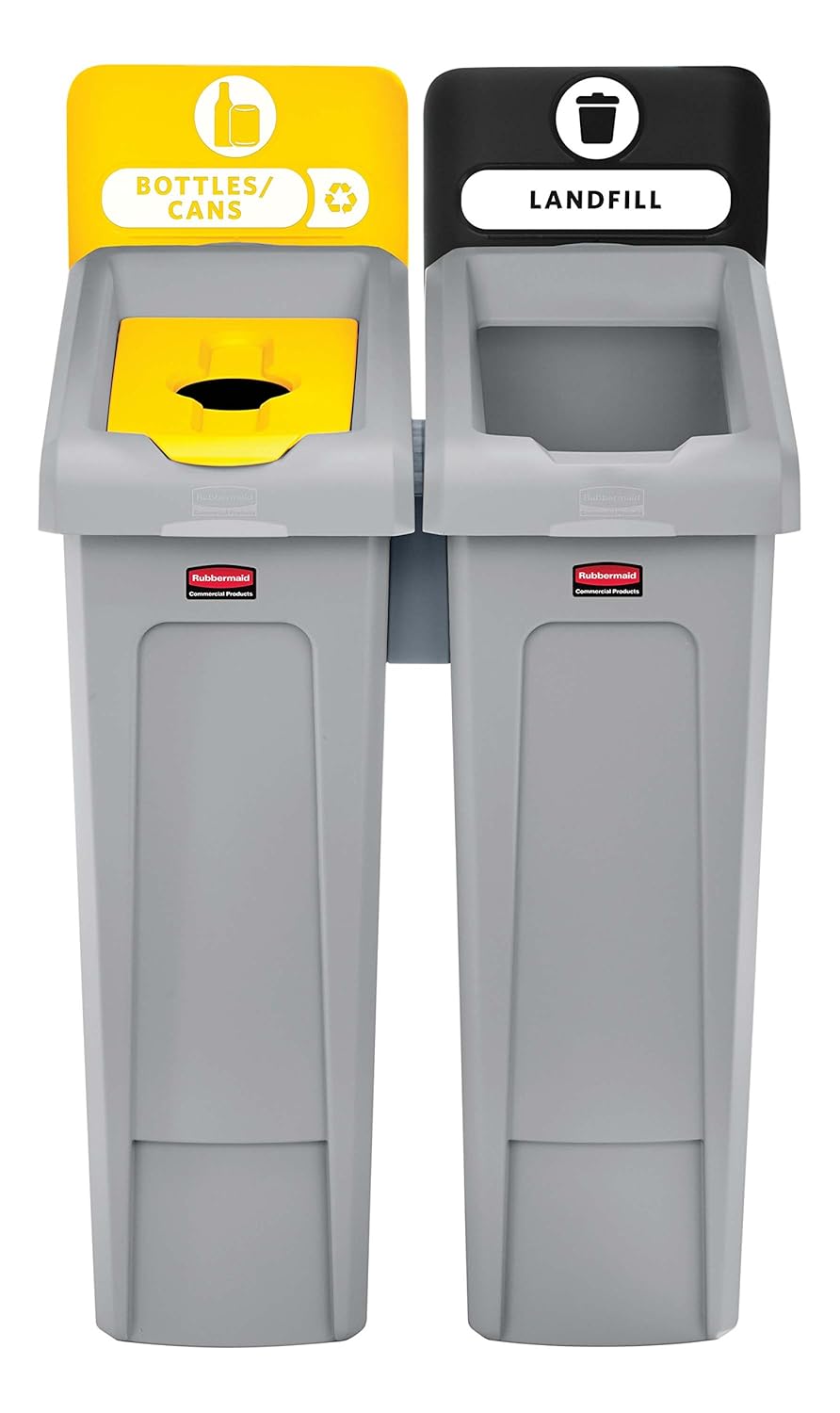 Rubbermaid Commercial Products 2007916 Slim Jim Recycling Station, 2 Stream Landfill/Bottles Cans