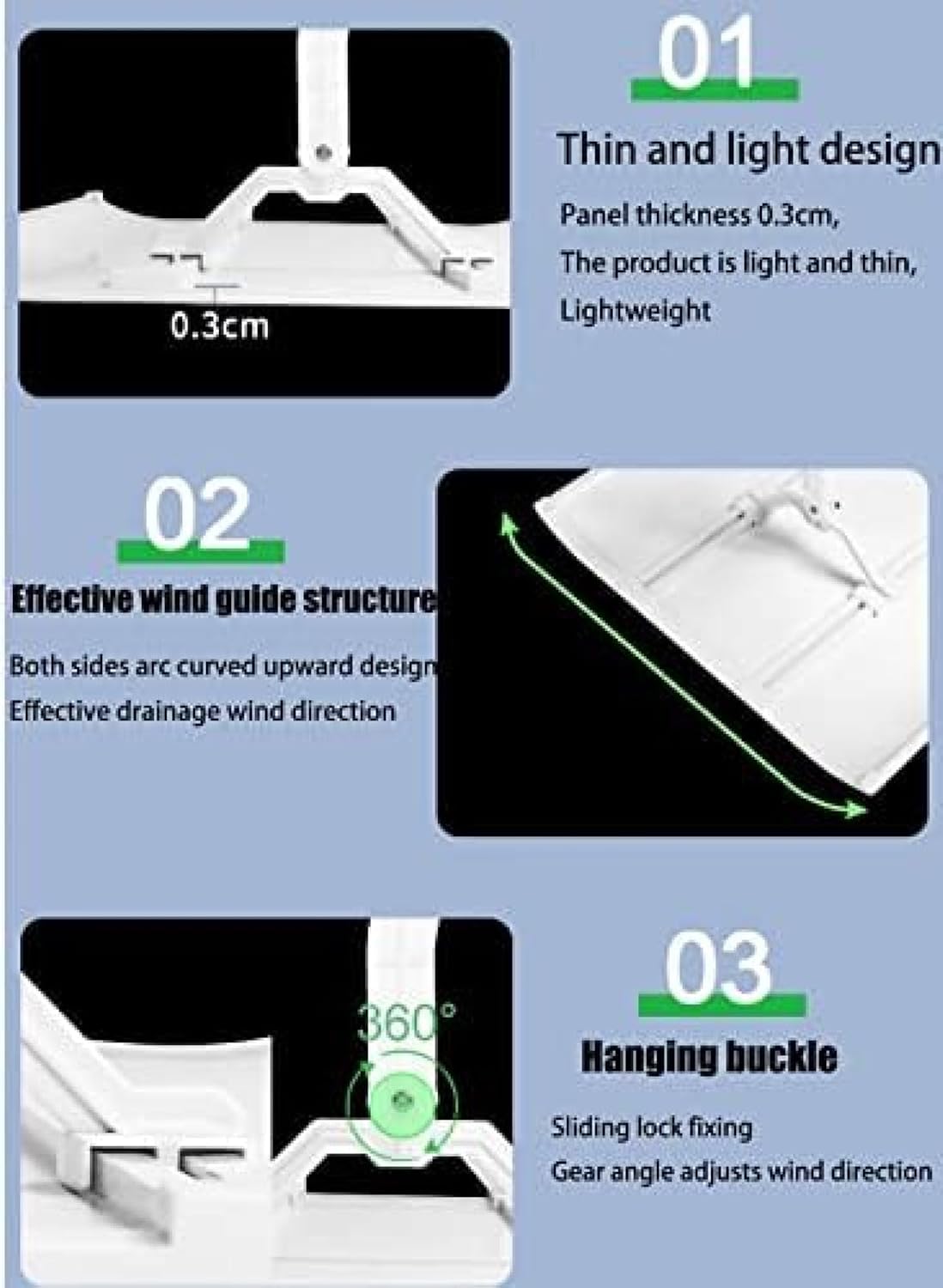 Air Conditioner Vent Deflector, Adjustable Square Angle Cover for Ceiling AC Vents, Easy to Install, Ideal for Commercial Office Use