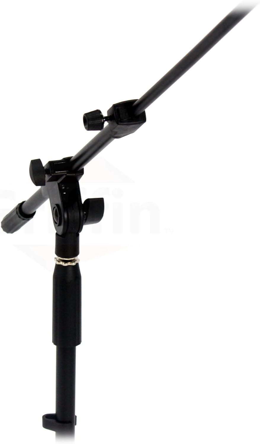 GRIFFIN 2 Pack Short Tripod Mic Stands (Low Profile-X Series) with Boom Arm & Telescoping Holder – For Kick Drum, Studio Recording & Guitar Amp Mic