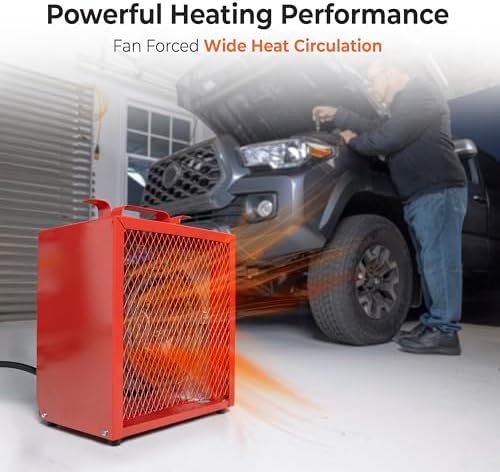 Comfort Zone CZ290 NEMA 6-30P 4,800-Watt Fan-Forced Industrial Heater, Integrated Thermostat Control, Heavy Gauge Steel, Carry Handle with Rubber Feet and Overheat Protection, Red