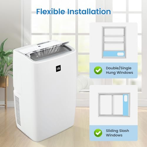 Portable Air Conditioners, 12000 BTU Free Standing Cooling Portable AC Unit with Remote, Rapid Cooling for Spaces Up to 550 Sq.Ft for Bedroom and Office, White
