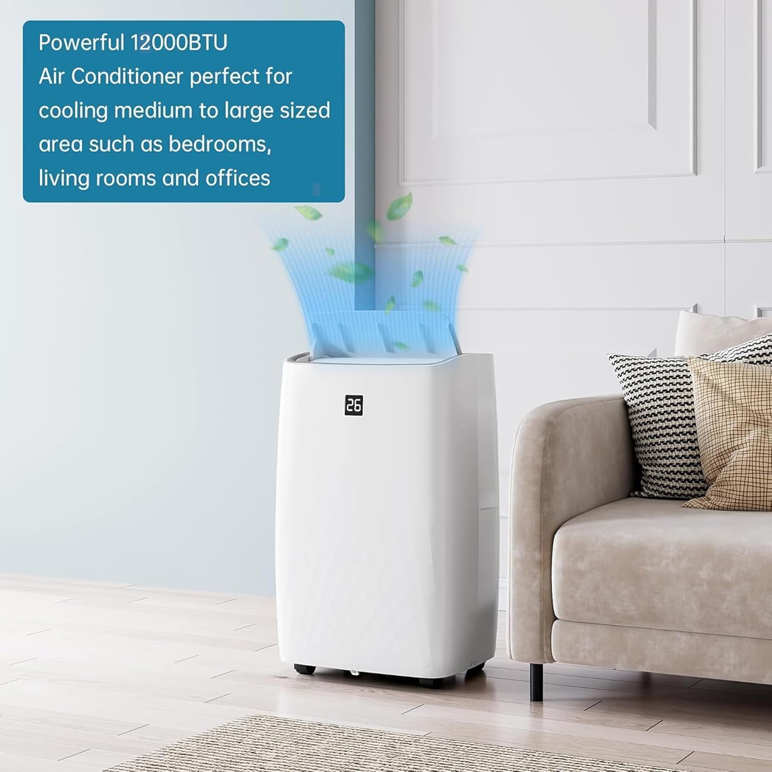 Garvee 12000 BTUs Portable Air Conditioner, Cools Room Up to 550 Sq. Ft., 3 in-1 Portable AC Unit with Dehumidifier, Fan Function, Remote Control Sleep Mode/24Hrs Timer, Window Installation Kit