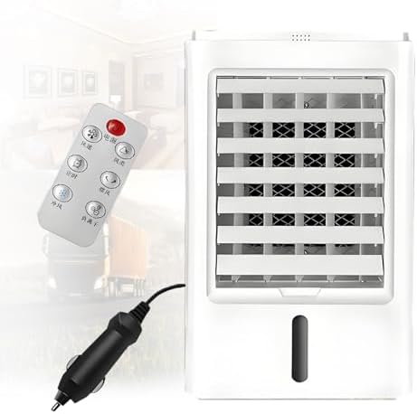 4-in-1 Portable Air Conditioners Personal Air Cooler Humidifier Cooling Fan Negative Ion Filter with Timer Remote Touch Screen Ac Unit Mini Fan 3-Speed and 4 Ice Packs 12VHomeCar