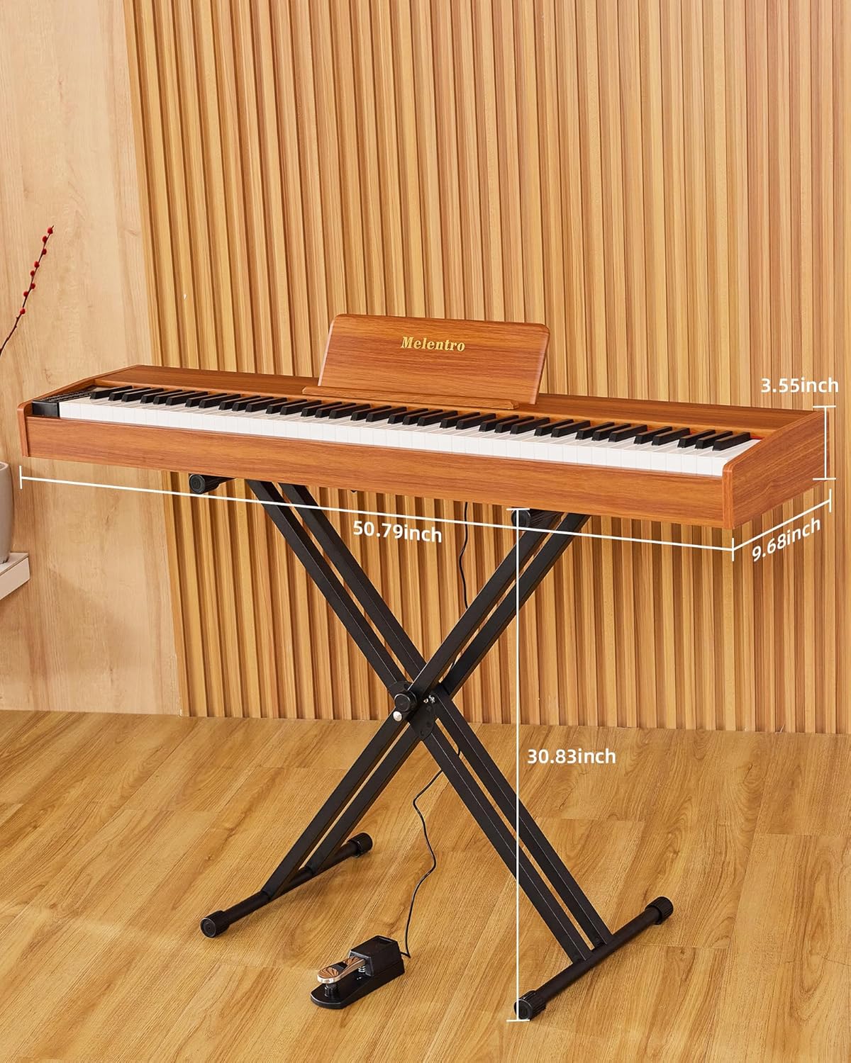 Digital Piano 88 key Semi Weighted Keyboard With X Stand & Sustain Pedal, Full-Size Beginner Electric Piano For Bluetooth, Headphone Mode, USB-MIDI