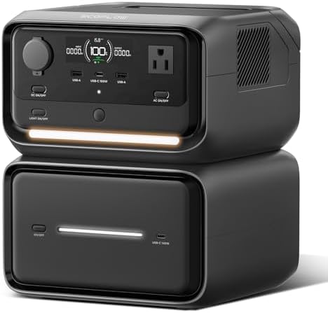 EF ECOFLOW Portable Power Station River 3 Plus with EB600 Extra Battery, Expand Capacity from 286Wh to 858Wh, 3 Up to 1200W AC Outlets, 