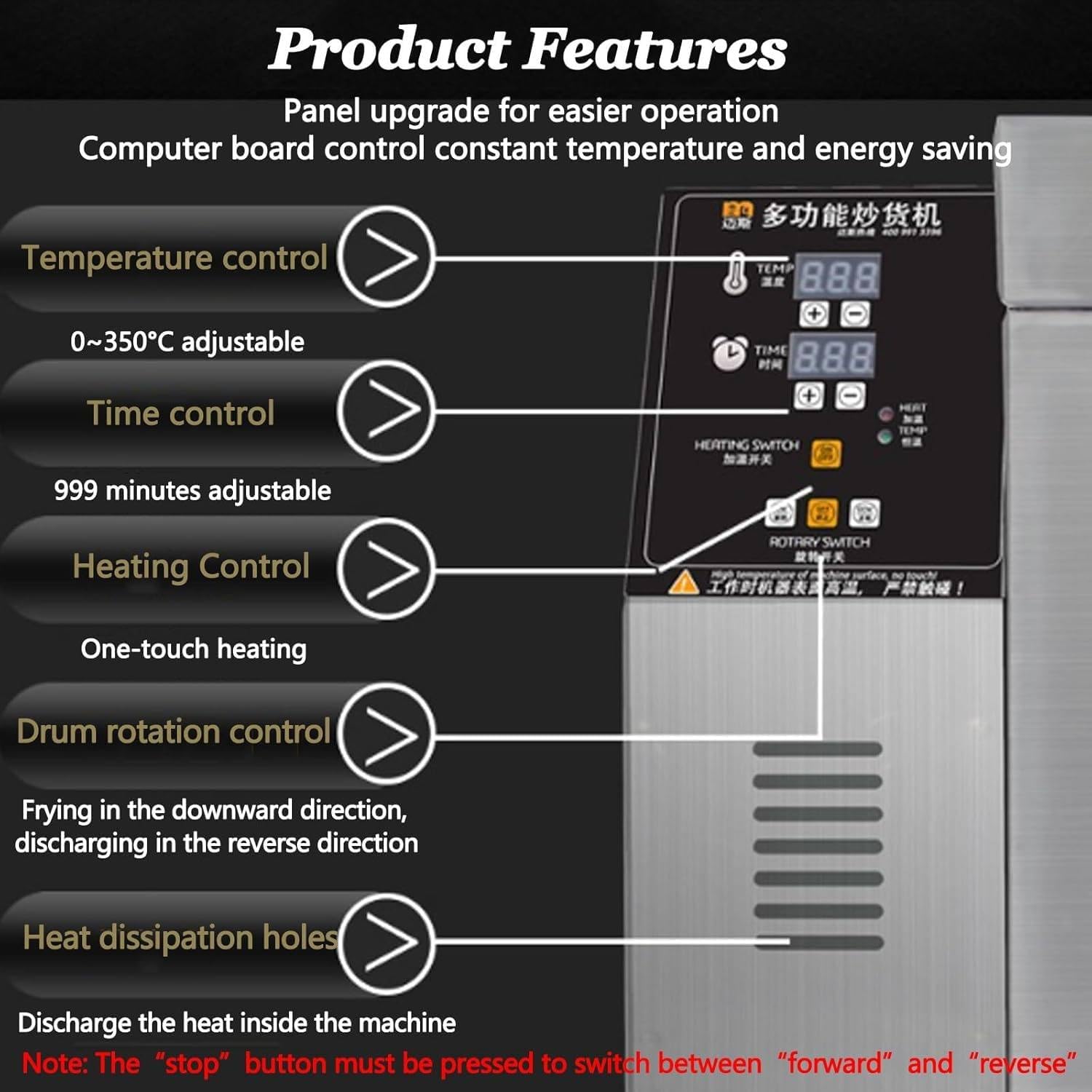 Electric Nut Roasting Machine,1800w Multifunctional Stainless Steel Nut Roasting Machine with 0-350℃&999 Minute Timer,For Baking Coffee,Chestnut, Peanuts,Grain,2000g