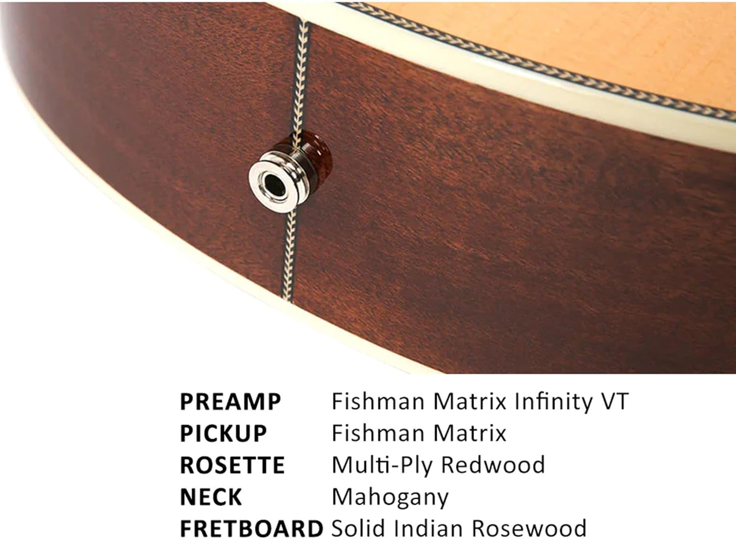 Parkwood P670 Grand Concert Cutaway Semi Acoustic Guitar - Natural