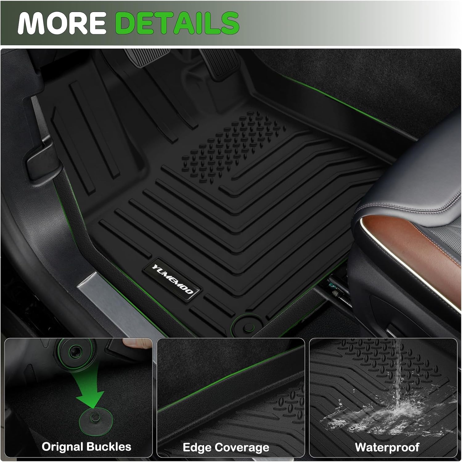 Floor Mats for 2023 2024 2025 Honda Pilot Upgrade Trunk Mat with Backrest Mat All Weather Floor Liners TPE Rubber Cargo Liner Fit for 2025 Honda Pilot Anti-Slip Full Set Automobile Mats Accessories