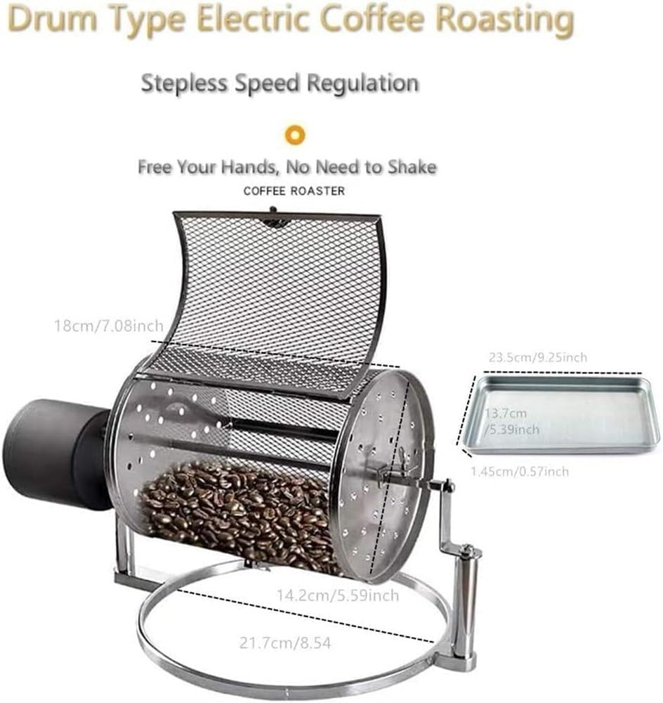 Electric Drum Type Coffee Roaster Machine, Premium Stainless Steel Automated, for Home Use Small Household Grains Beans Peanuts Nuts Coffee Beans Baking Machine
