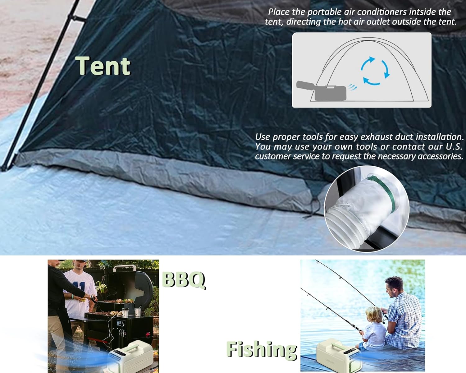 Portable Air Conditioner, 3400 BTU/1000W Compact AC Unit for a 2-person Tent, RV, Camping, Vanlife, Outdoor, Pet Care – Cools up to 65-86 sq ft, Low Power Consumption, Remote Control