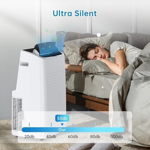14,000 BTU Air Conditioner Portable 3-IN-1 (Cooling, Dehumidifying, Fan) - Portable AC Units- Cools 750 sq.ft | 90 Pints/Day, 54dB Quiet | Includes Hose & Window Kit, White+Black-A020K