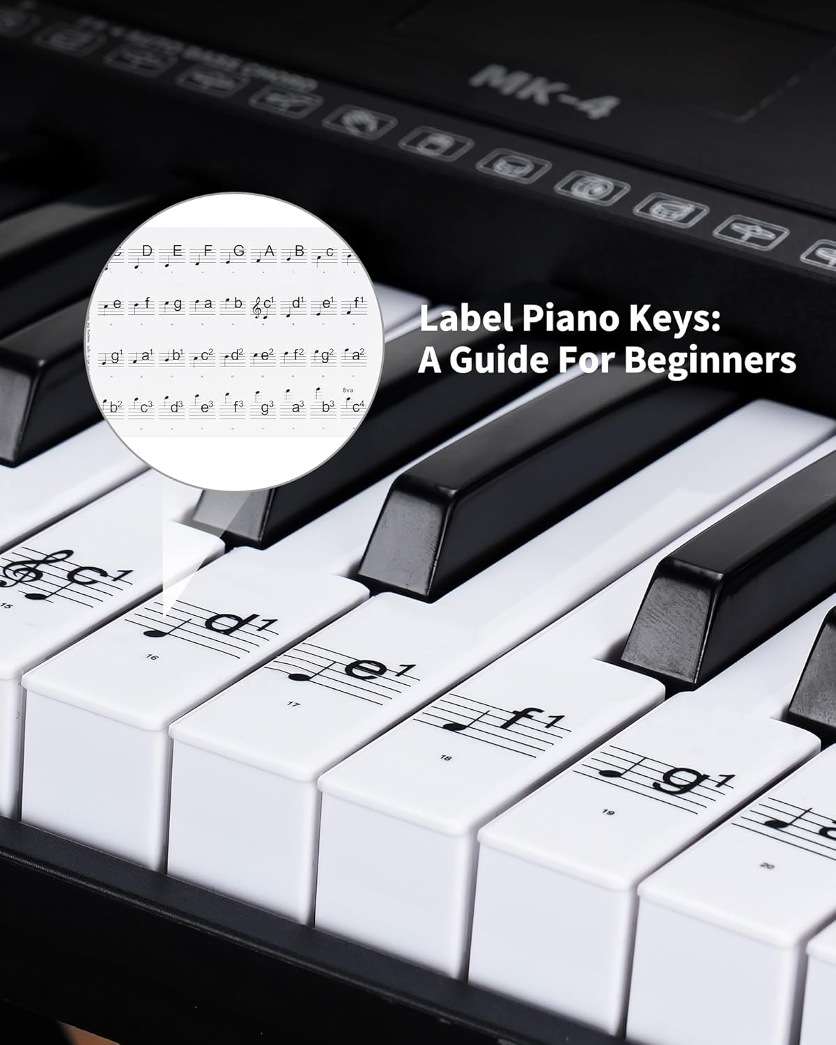 61 Keys Compact Keyboard Piano, Multi-Function Electronic Piano with 255 Sounds, 255 Rhythms, 24 Demos, Includes Sheet Music Stand, Note Stickers & Power Supply, Gift for Beginners, Black