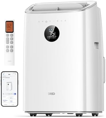 Dreo Portable Air Conditioners, Air Conditioner for Bedroom with Drainage-free Cooling, 45dB Quiet, APP/Voice/Remote, 24h Timer with Fan & Dehumidifier, Smart AC Unit for Room Indoors