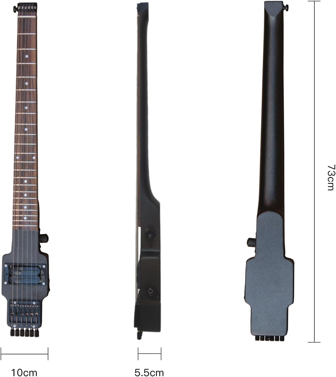 Travel Guitar Electric Headless Guitar 6 Strings One-Piece Maple Neck Through Body Brass Fix Bridge Professional Headless Guitar