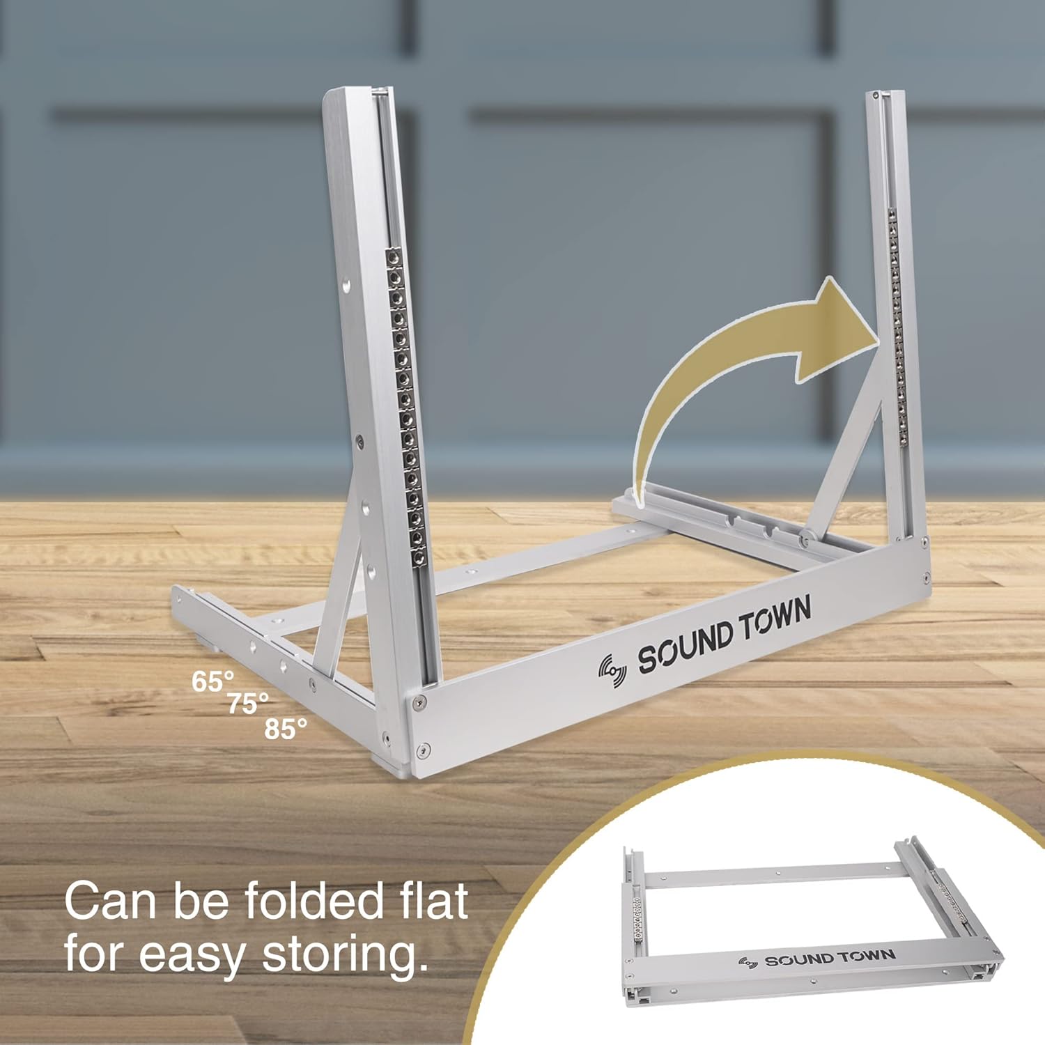 Sound Town 8U Aluminum 2-Post Desktop Open-Frame Rack, Angle Adjustable, for Audio/Video, Network Switches, Routers, Patch Panels (2PF-8A)