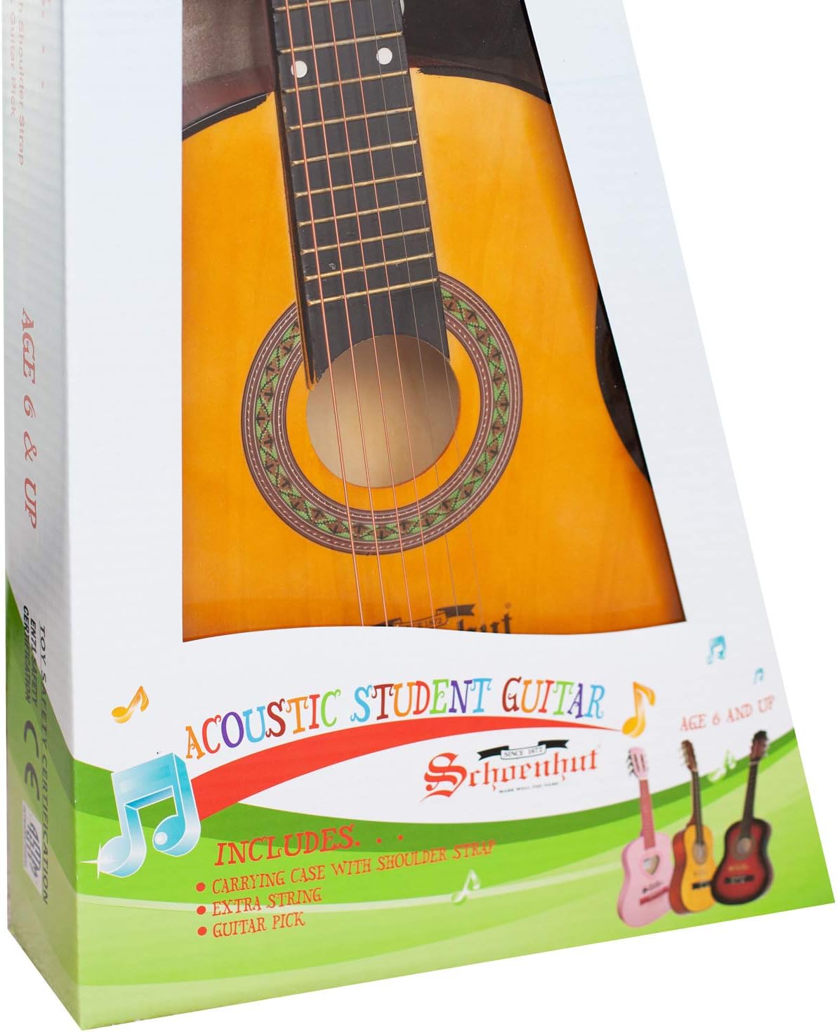Schoenhut Acoustic Guitar - 30'' Beginner Guitar - Acoustic Guitars Set with Strings, Pick and Carrying Case - Learn to Play 6 String Guitar - Beginner Acoustic Guitar for Kids
