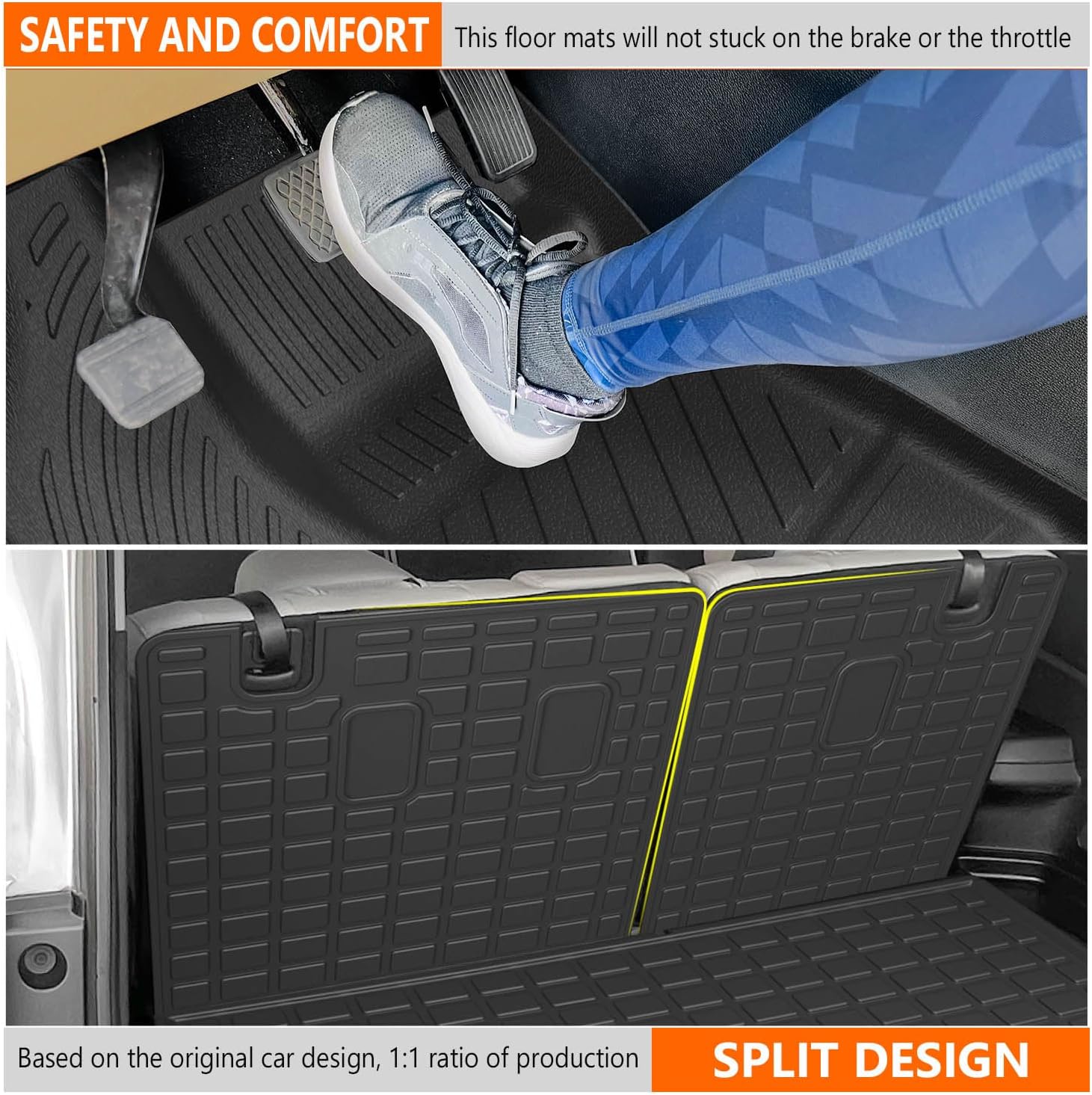 powoq 7 Seats Floor Mat Compatible with 2016-2022 Honda Pilot Cargo Mat TPE Floor Liner Back Seat Protector Trunk Cargo Liner Replacement for 2016-2022 Honda Pilot Accessories