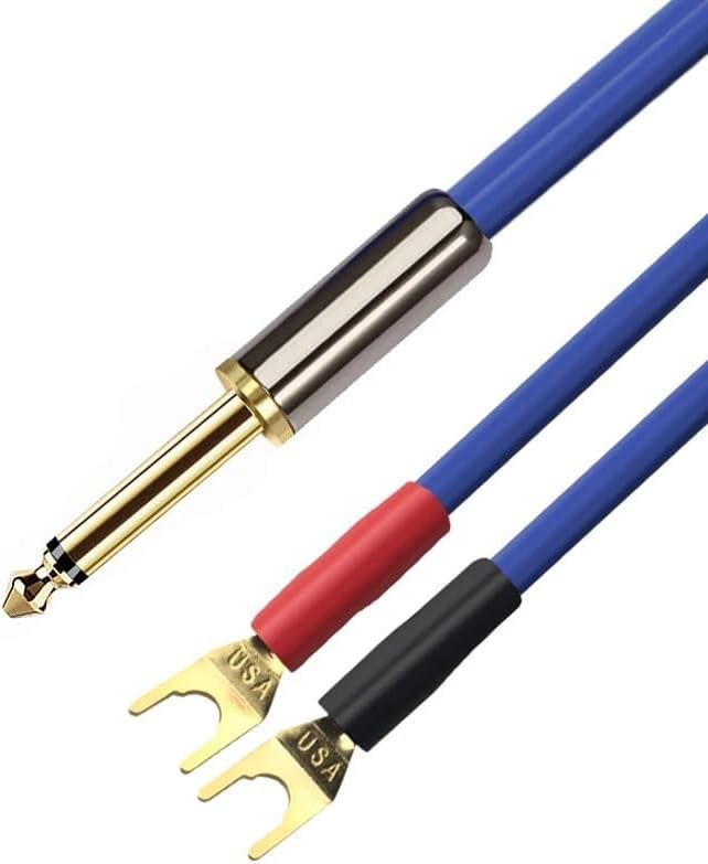 Active Speaker Cable Mono 6.35mm Turn Double Banana Shovel for Amp Mixer 1/4 