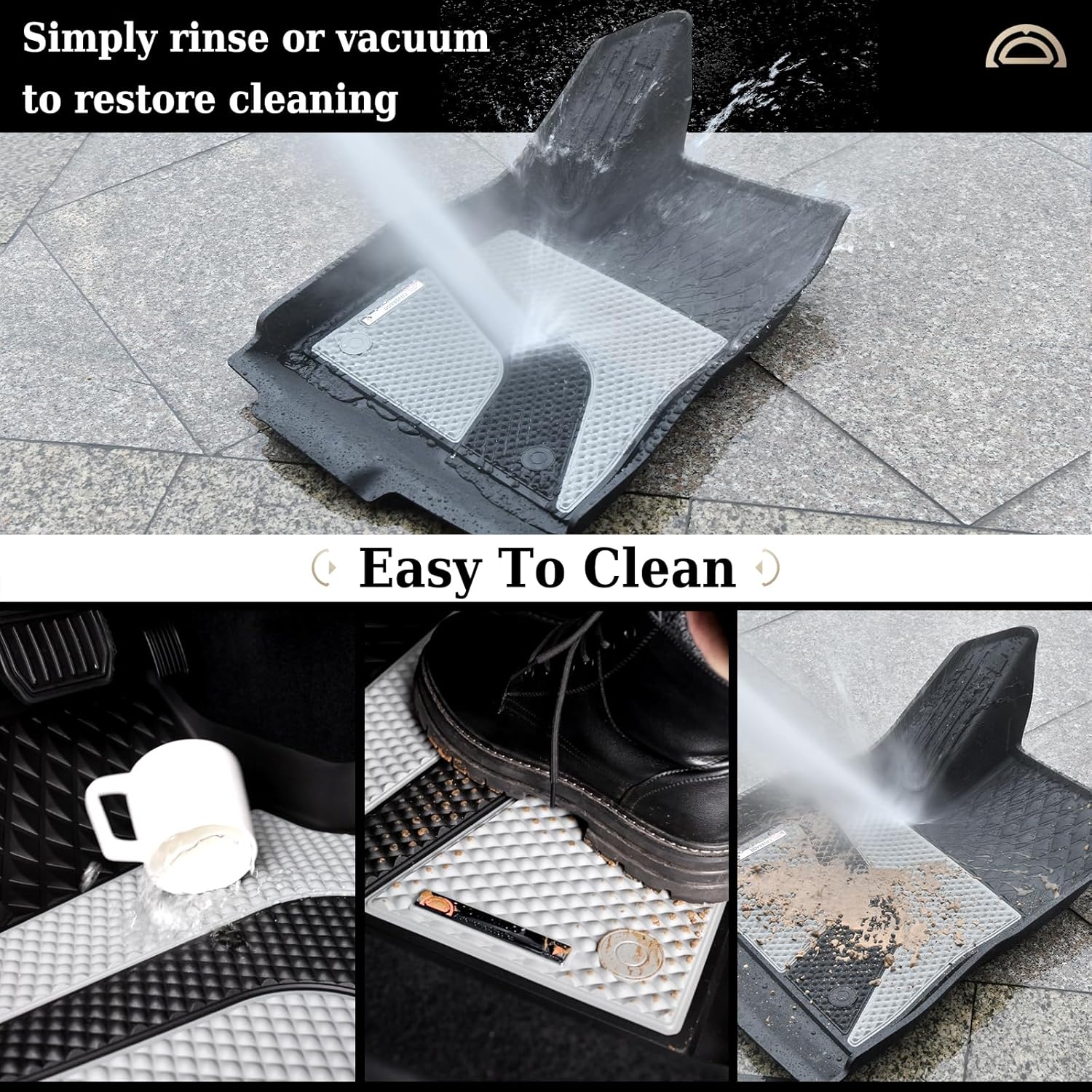 Coverado Tesla Model 3 Floor Mats 2024-2026, Custom Fit All Weather TPE Cargo Liner Floor Mats, Front and Rear Mats for 2024-2026 Tesla Model 3, Car Mats Trunk Tesla 3 Accessories (4 Pcs)