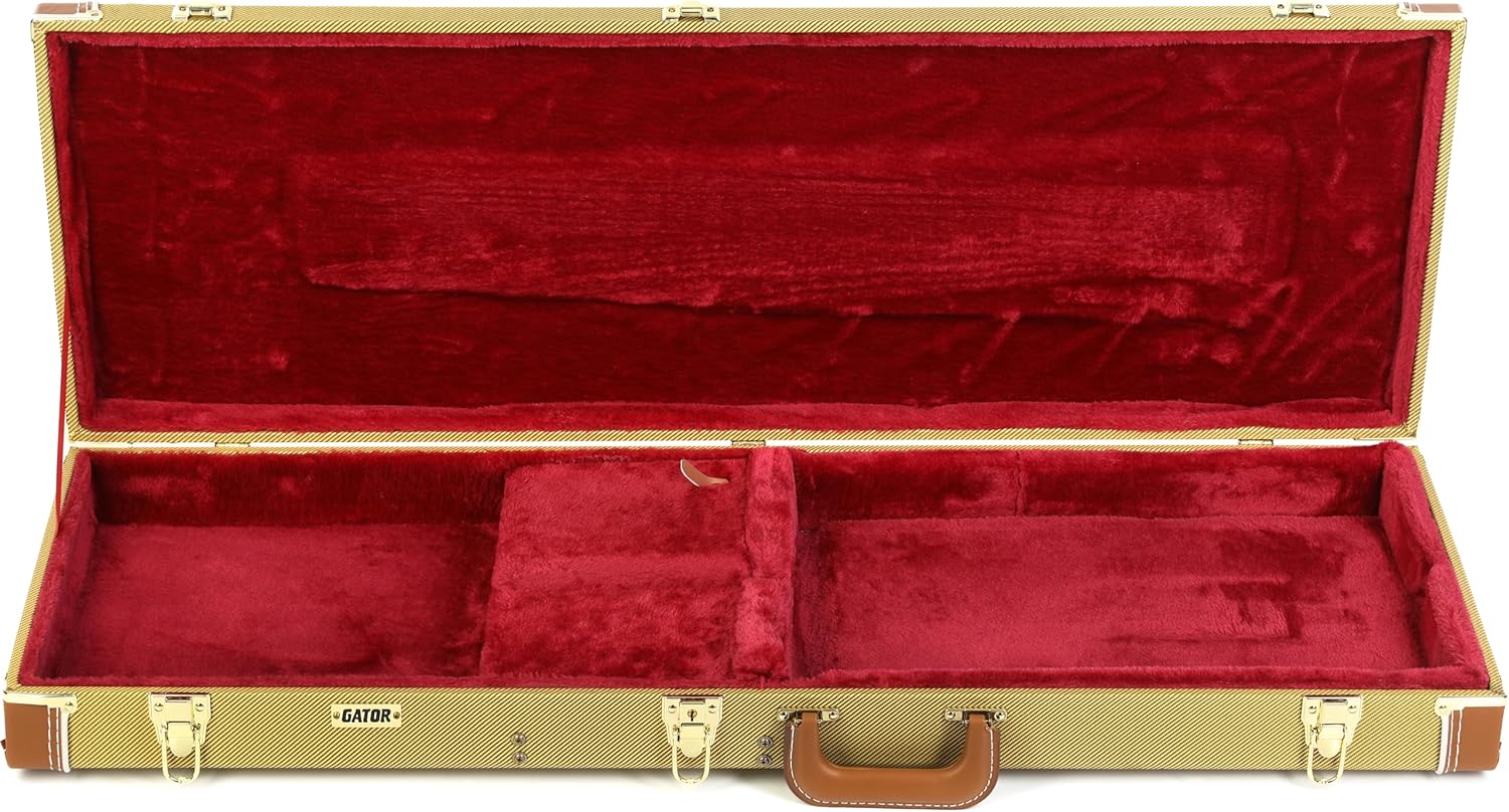 Gator Cases Deluxe Wood Case for Standard Electric Guitars, Fits Fender Stratocaster/Telecaster, Tweed (GW-ELECTRIC-TW)