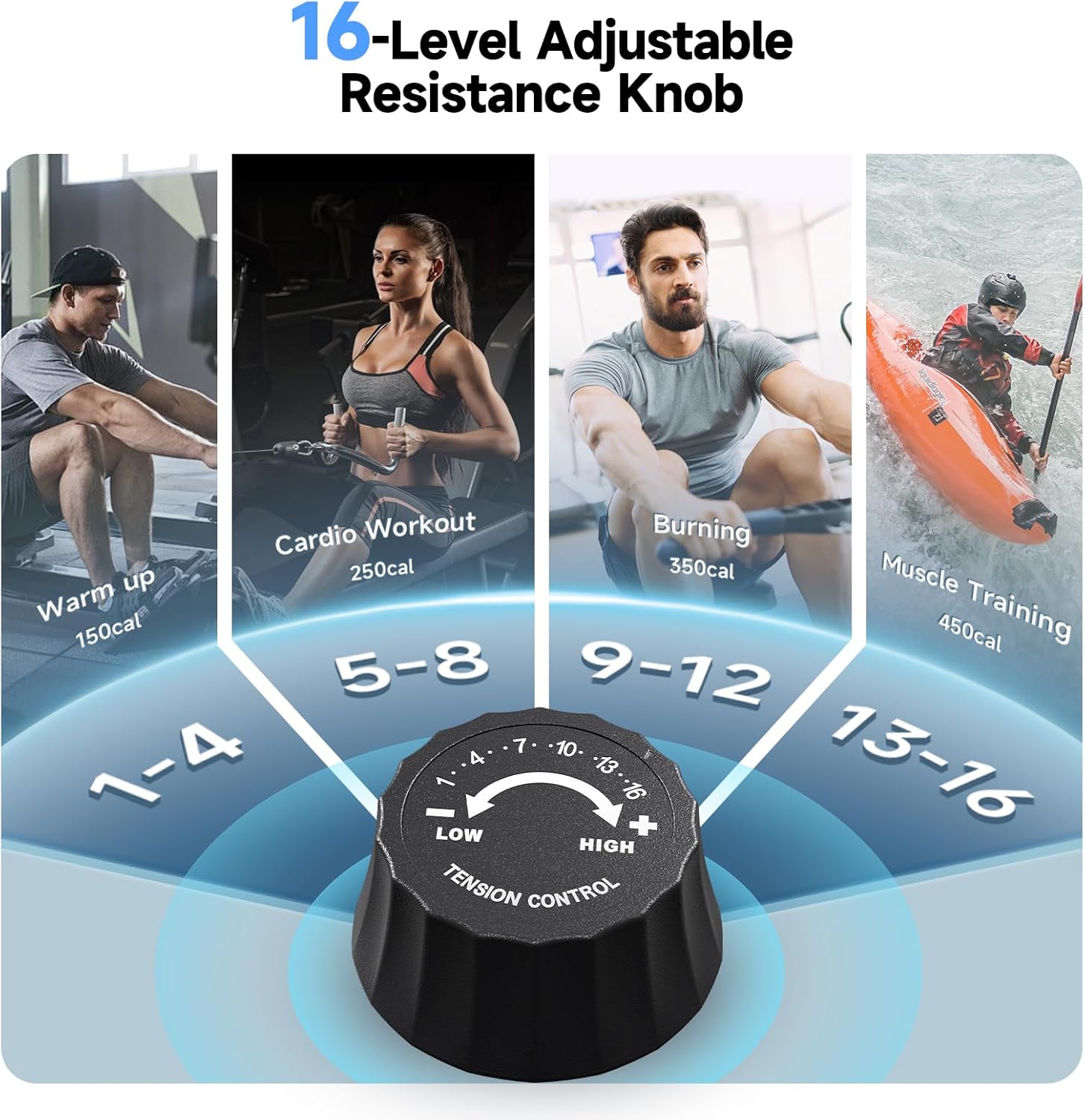 Rowing Machine for Home, 350 LB Capacity, 16-Level Silent Resistance, Magnetic Rowing Machines for Home Foldable, Full-Body Workout Compact Rowing Machine for Cardio & Strength with APP Support