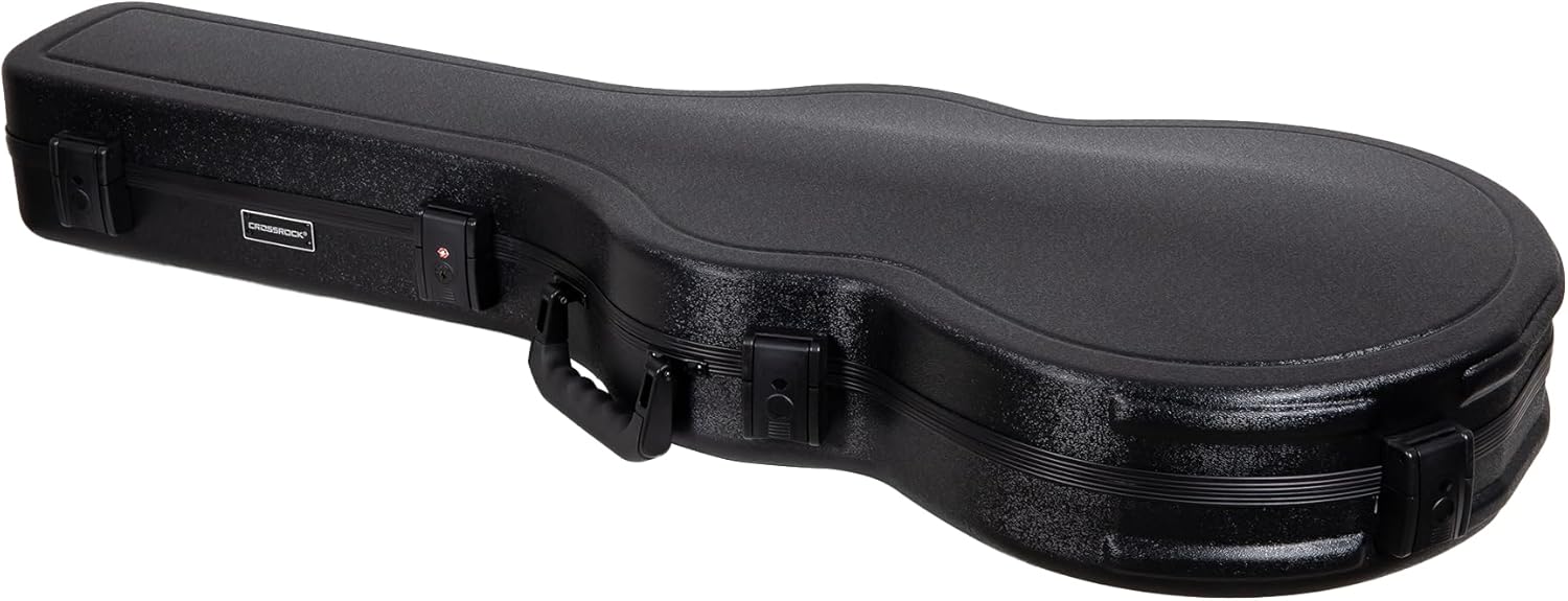Crossrock Scratch-resistant Hardshell Case for 335 Style 6 Strings Semi-Hollow Electric Guitars, with TSA Lock, Interior Compartment -Black (CRA980SABK)