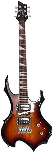 Flame Shaped Electric Guitar Sunset Color with 20W Amp, HSH Pickups, Tremolo Bridge, Full Size Beginner Electric Guitar Kit for Right-Handed, w/Guitar Bag, Strap, Cable, Pick