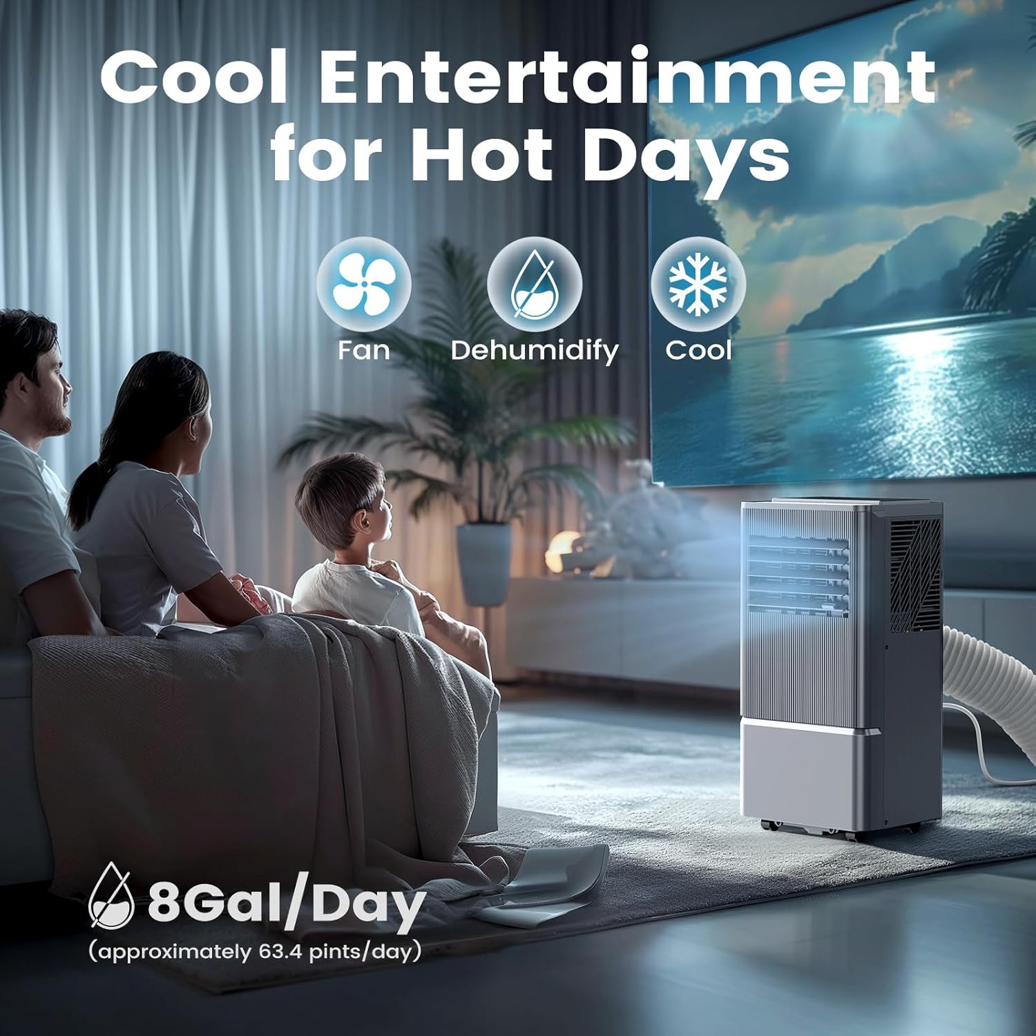 Air Choice Portable Air Conditioner, 10000 BTU Air Conditioner Portable for Room Up to 450 Sq.Ft, 24H Timer, 3-in-1 Quiet AC Unit, Dehumidifier, Fan, Remote, Window Kit Included, Metallic Grey