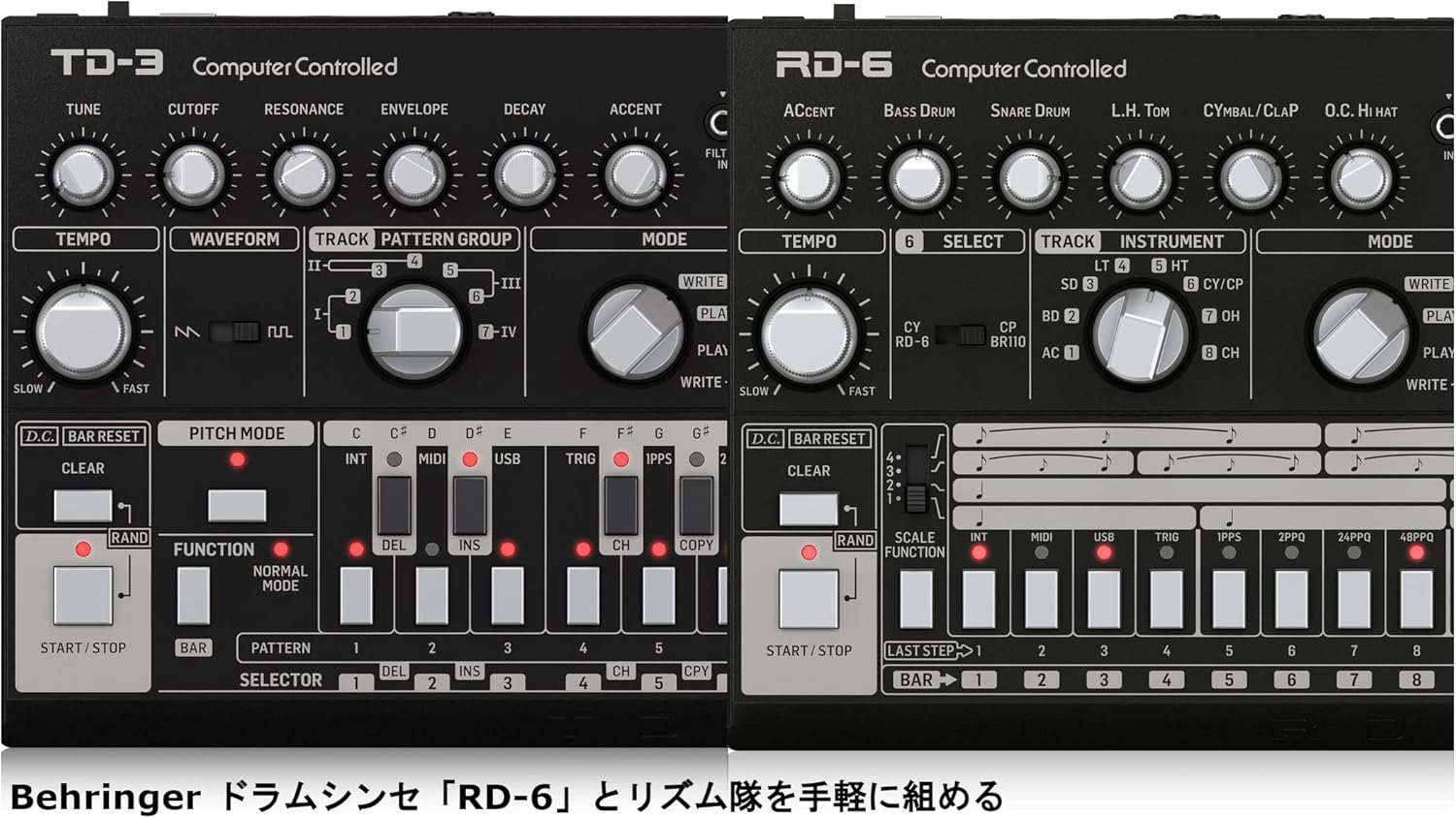 Behringer TD-3-BK Analog Bass Line Synthesizer with VCO, VCF, 16-Step Sequencer, Distortion Effects and 16-Voice Poly Chain